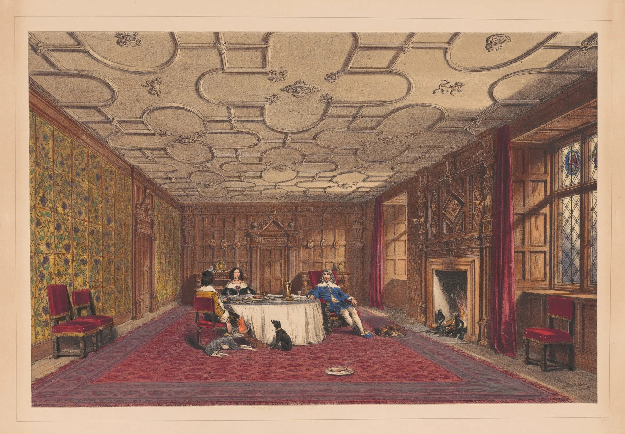 The Dining Room, Levens, Westmorland, by Joseph Nash, ink, 1849