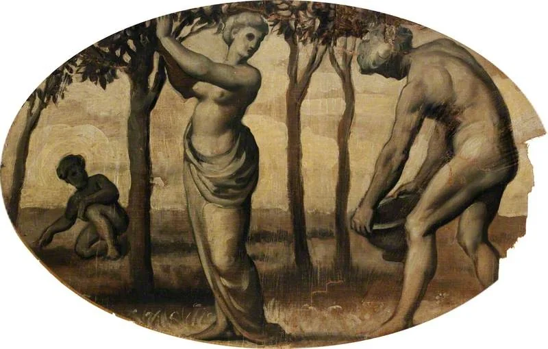 Harvesting Fruit (decorative panel), by Francis Wollaston Moody, oil, 1865