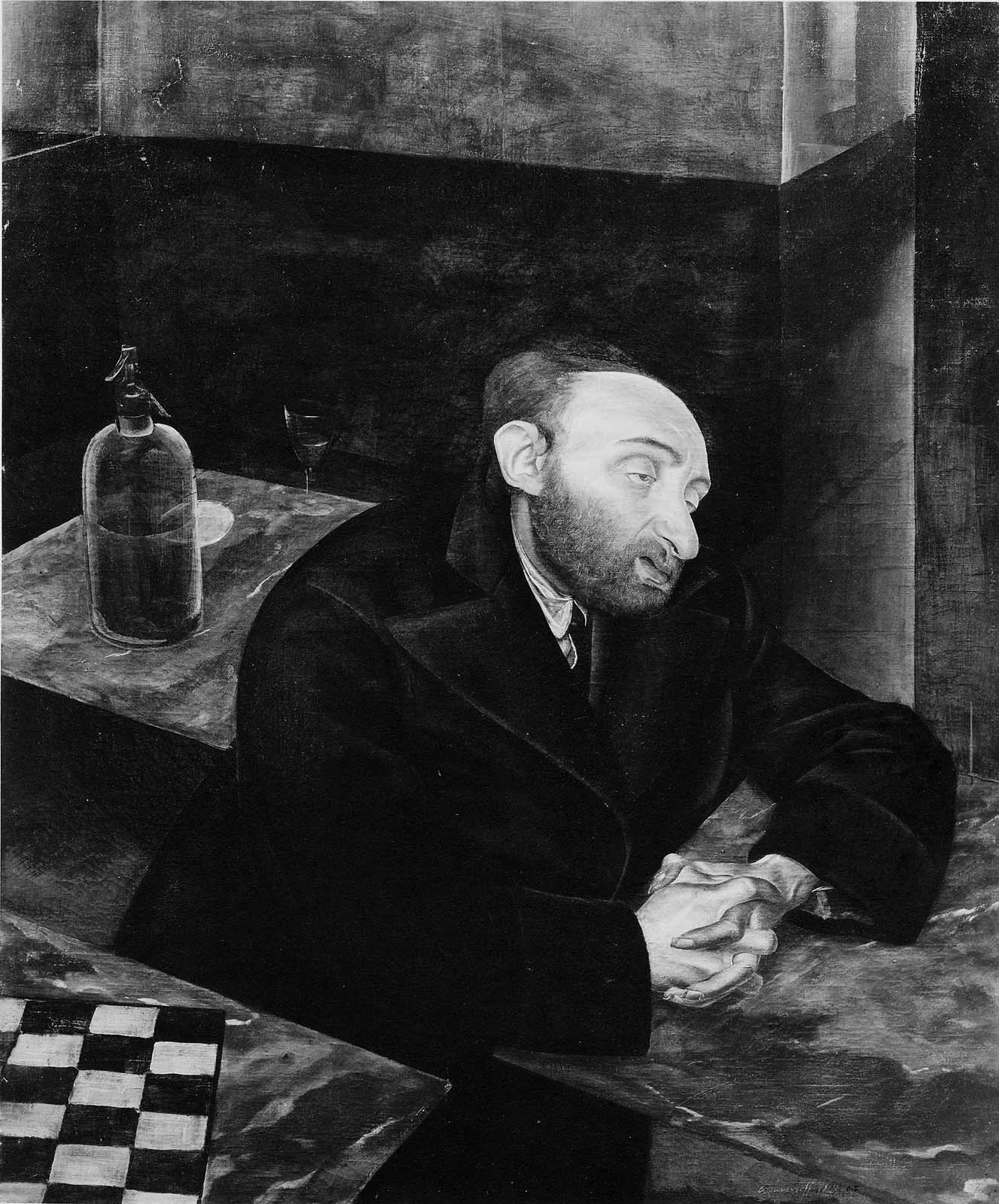 In the Cafe de la Rotonde, Paris, by Alexandre Jacovleff, oil, 1921
