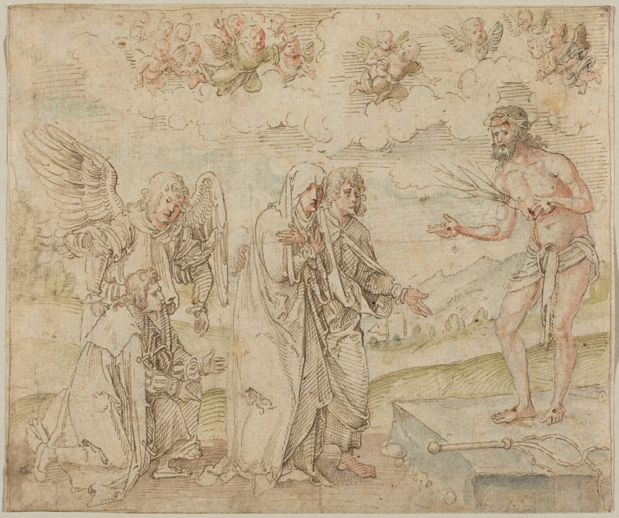 Mary and John before the Man of Sorrows, by Hans Süss von Kulmbach, ink, 1514