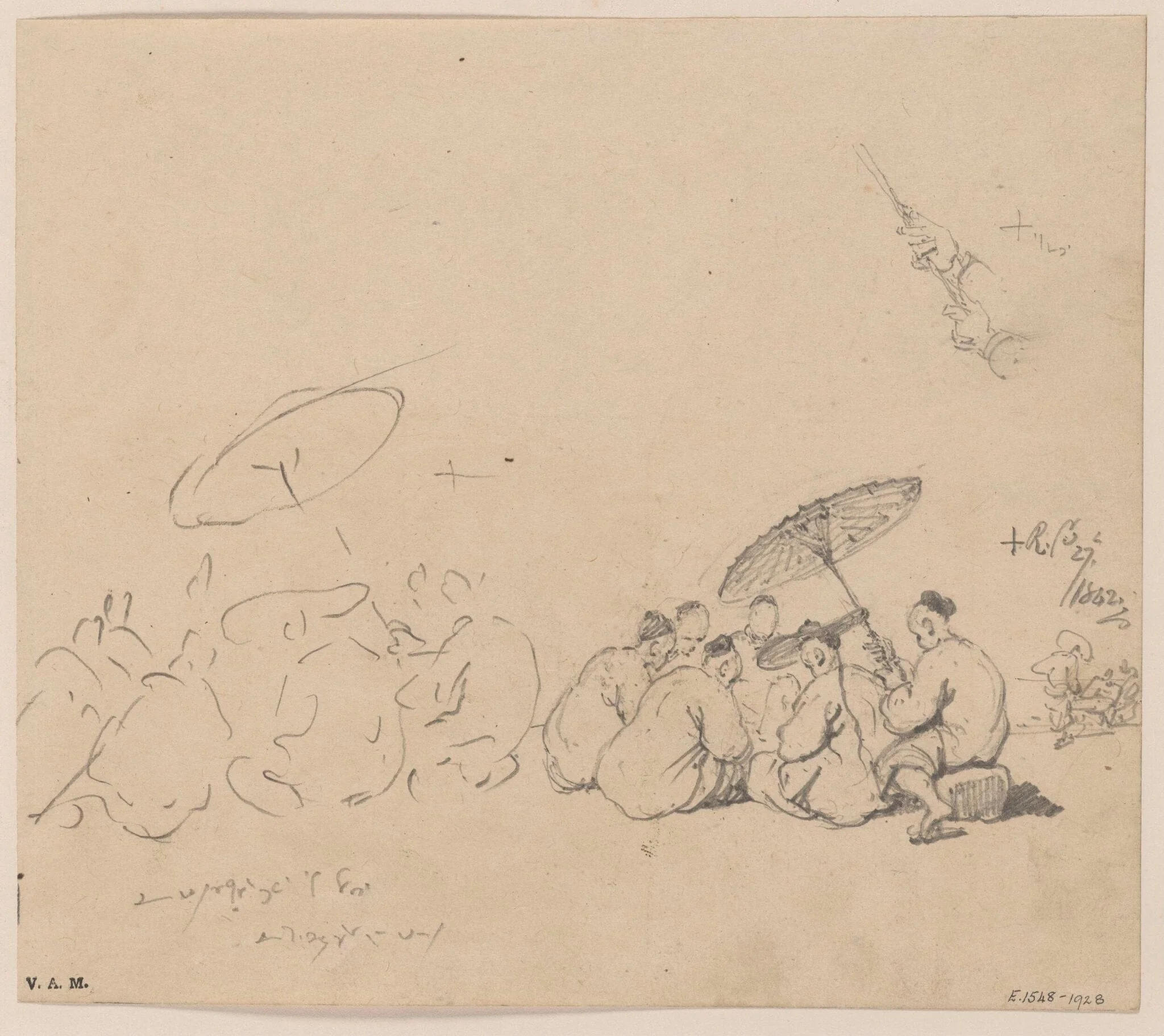 Two drawings of a group of Chinese figures, by George Chinnery, 16