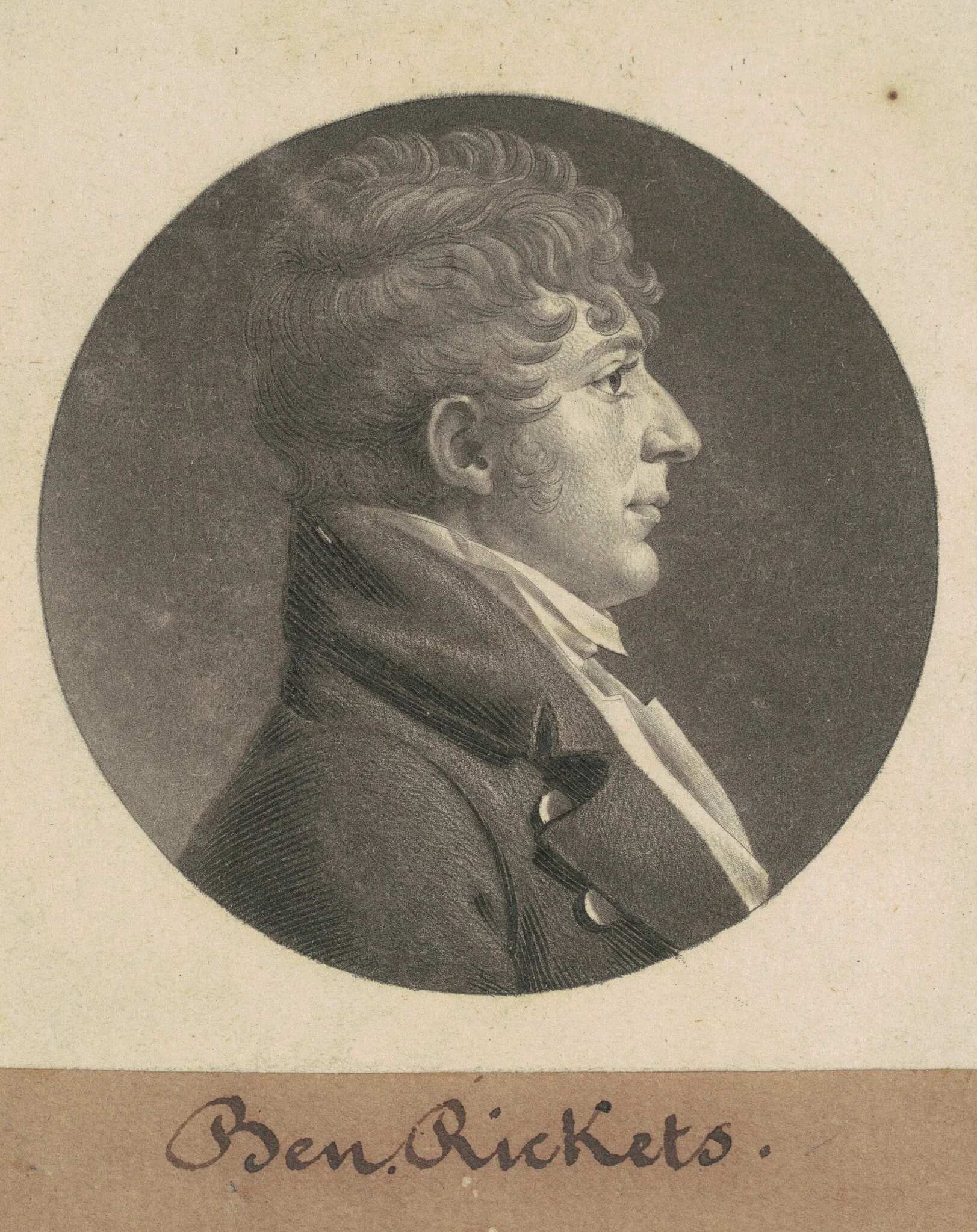 Benjamin Ricketts, by Charles Balthazar Julien Févret de Saint-Mémin, ink, 1805