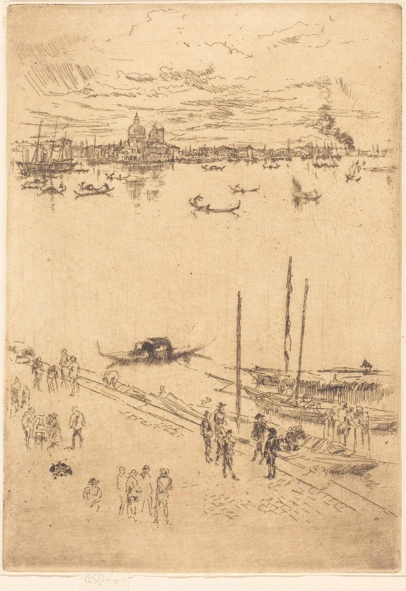 Upright Venice, by James McNeill Whistler, ink, 1880