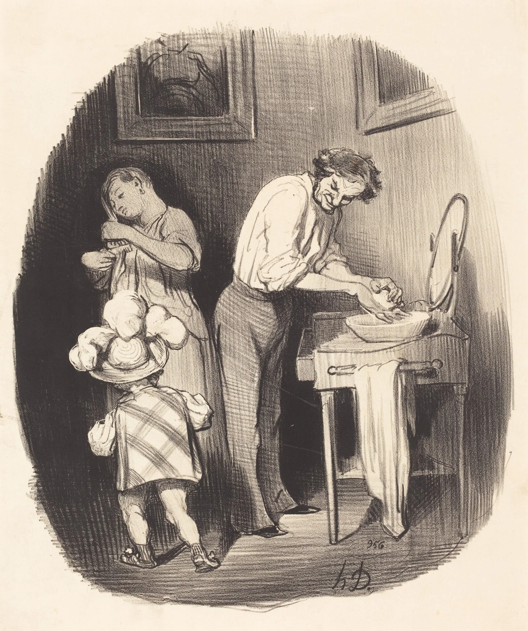 Qu'il est gentil comme ça, Dodore..., by Honoré Daumier, ink, 1847