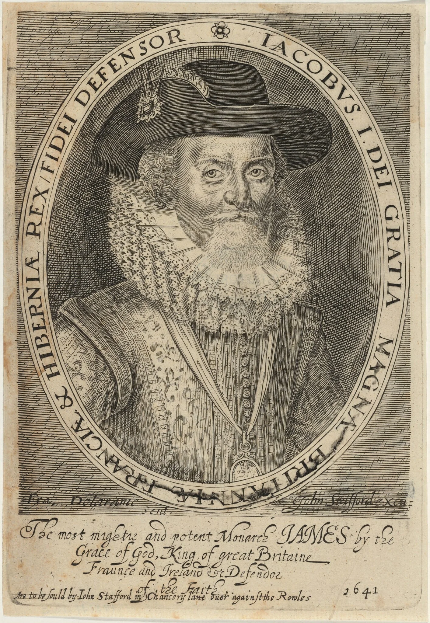 James I, by Francis Delaram, ink, 1641