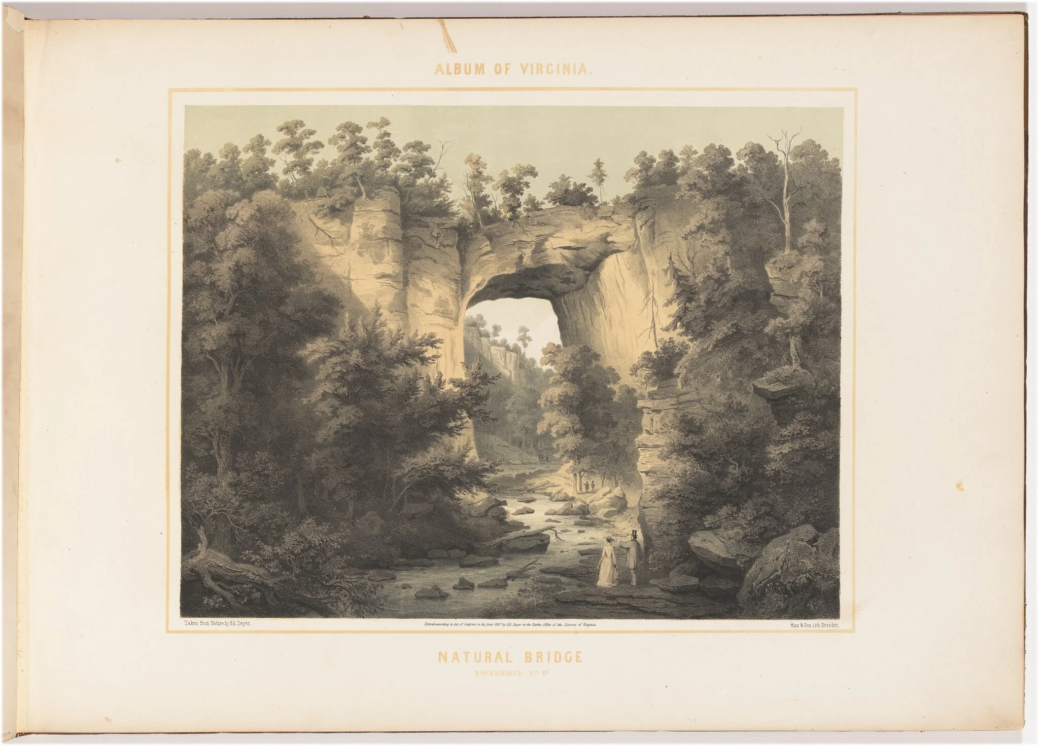 Natural Bridge, by Woldemar Rau, ink, 1857