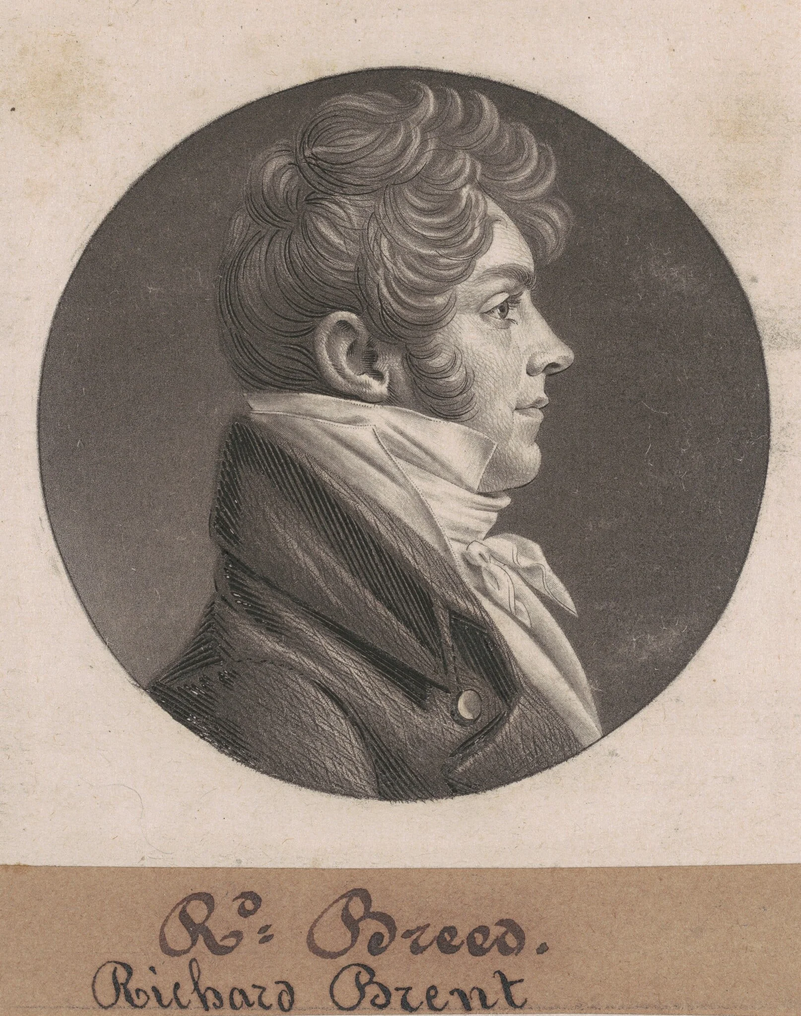 Richard Brent, by Charles Balthazar Julien Févret de Saint-Mémin, ink, 1803