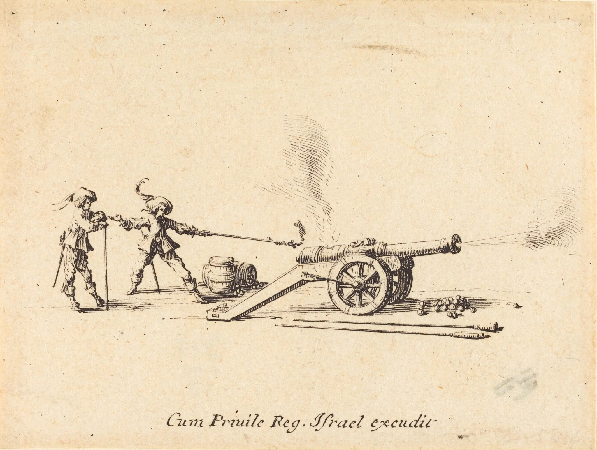Firing the Cannon, by Jacques Callot, ink, 1634