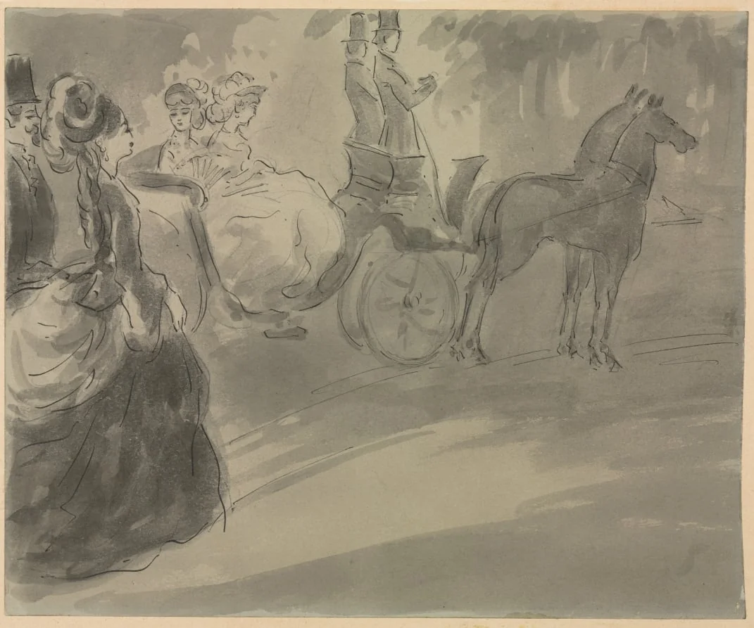 A Stop in the Park, by Constantin Guys, 1804