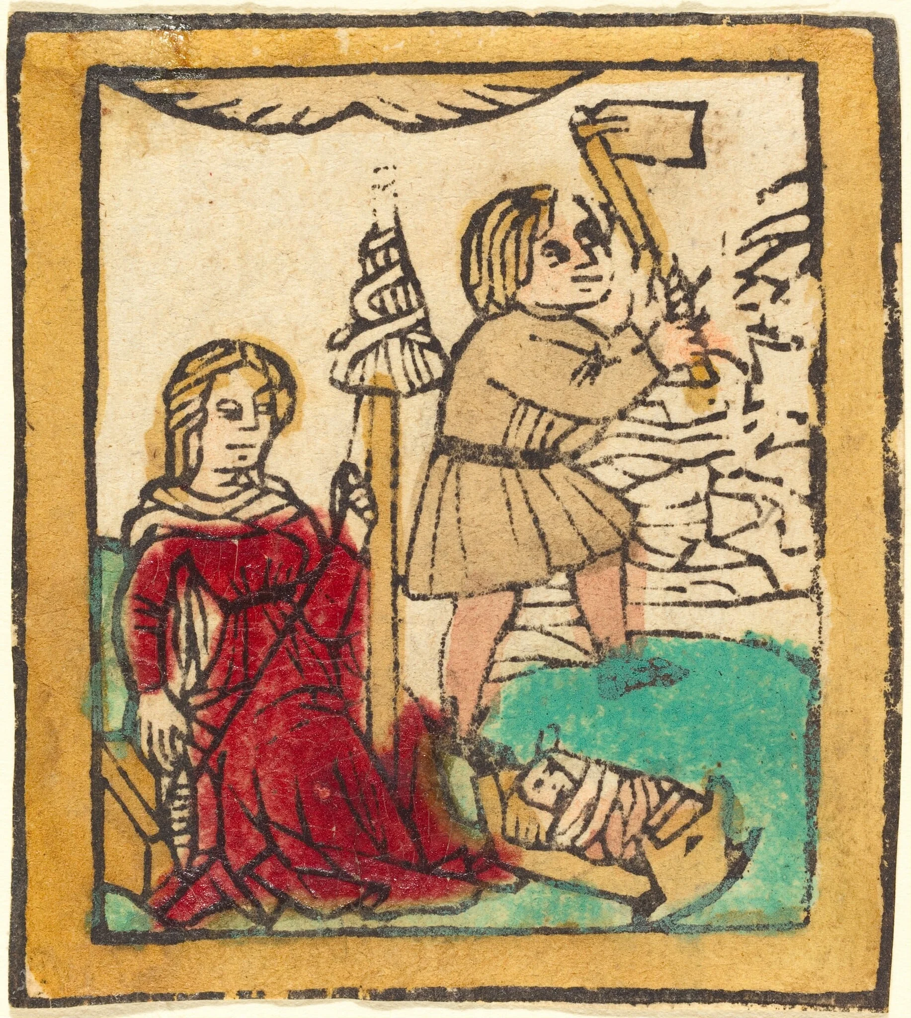 Adam and Eve, by German 15th Century, ink, 1460