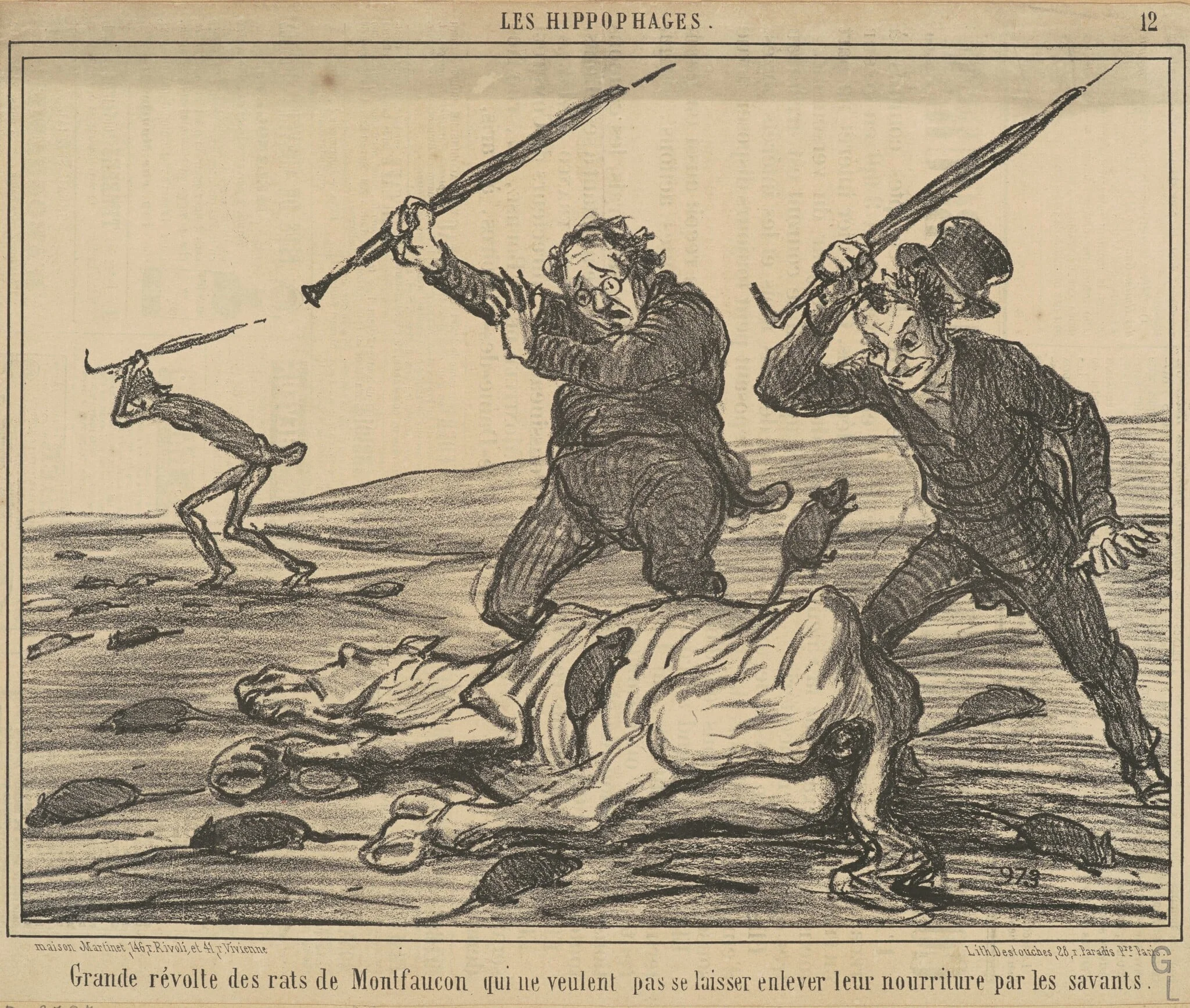 Grande révolte des rats de montfaucon ..., by Honoré Daumier, ink, 1856