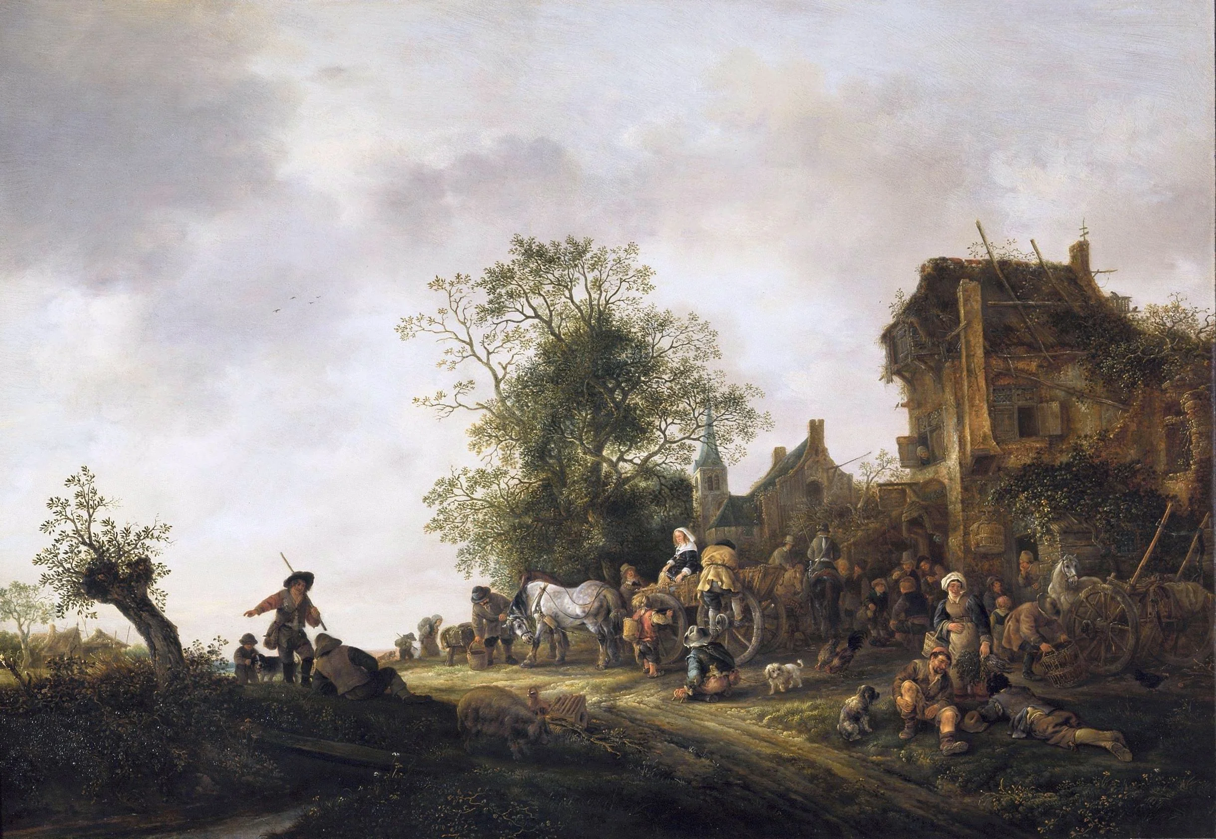 Travellers before an Inn