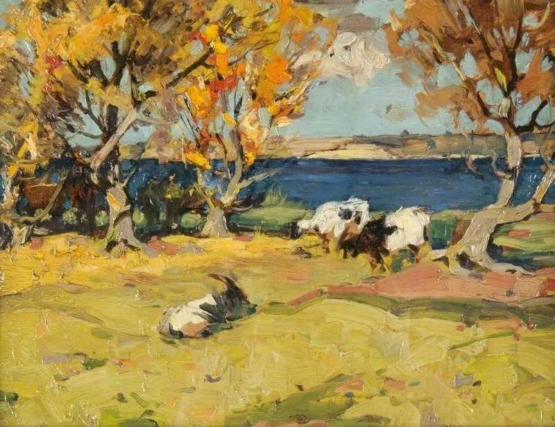 Landscape with Goats, by John Reid Murray, oil, 1900