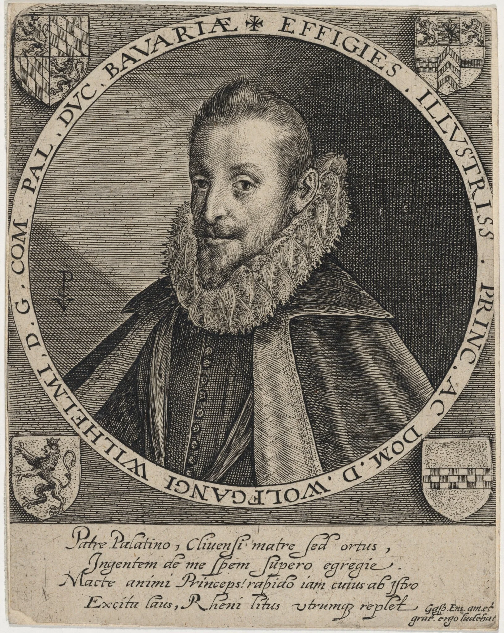 Wolfgang William, Count Palatine, by Crispijn van de Passe I, ink, 1601