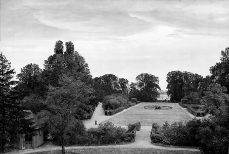 Parken ved Nysø. Til venstre Thorvaldsens atelier