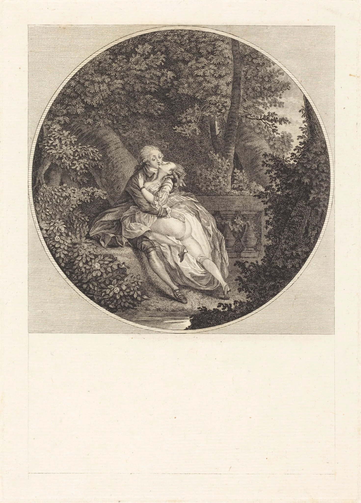 The Green Plot, by French 18th Century, ink, 1750