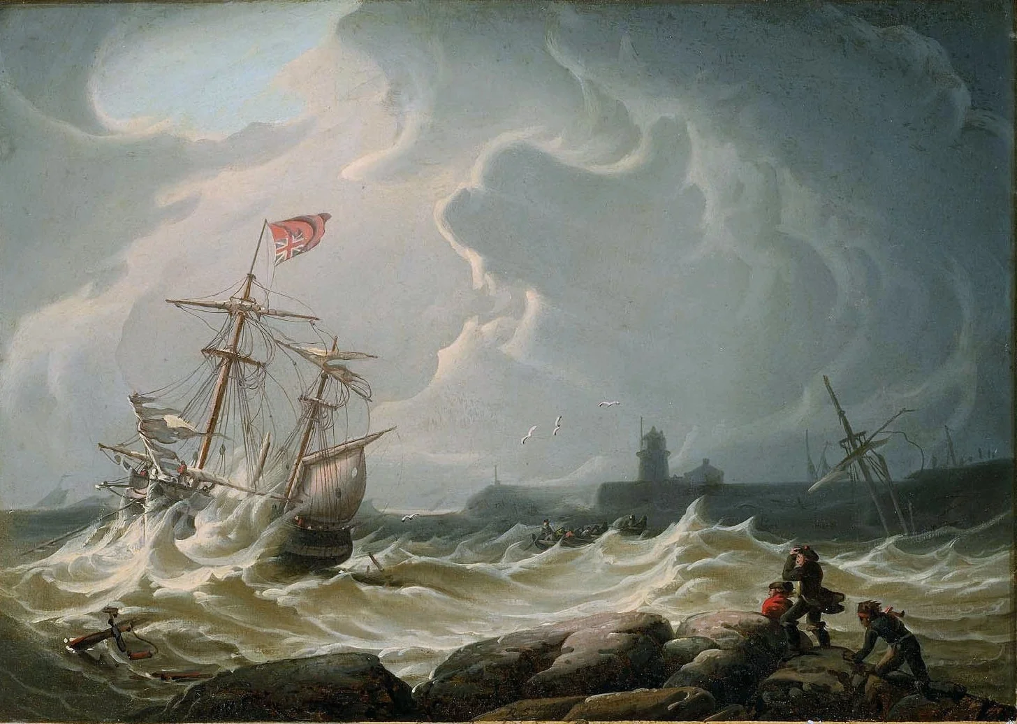Ship in Storm, by Robert Salmon, oil, 1828