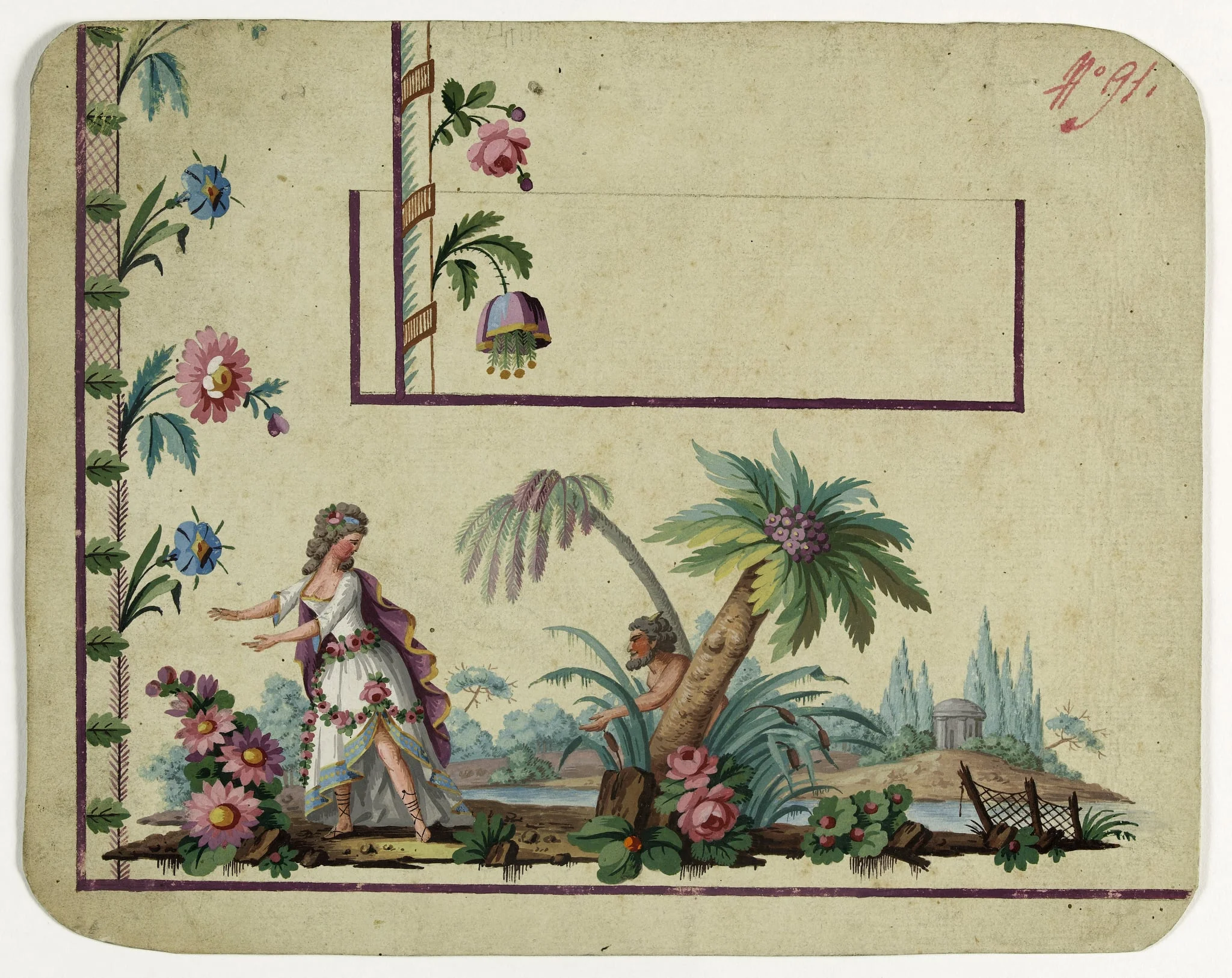 Gilet décor Flore et le faune, projets de broderies de gilet, XVIIIème siècle, by Anonyme, 1785