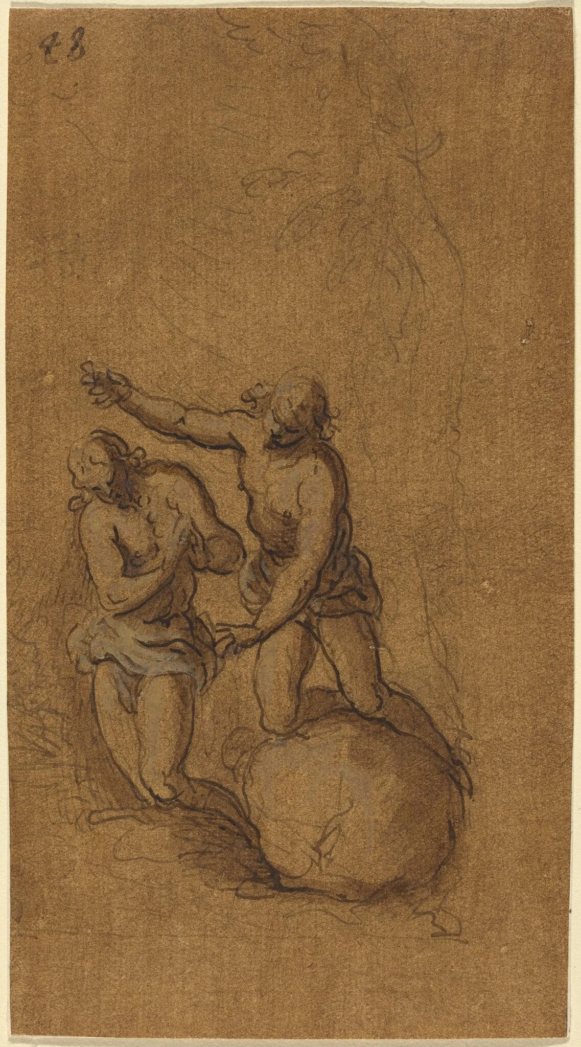 The Baptism of Christ, by Jacopo Palma il Giovane, ink, 1588