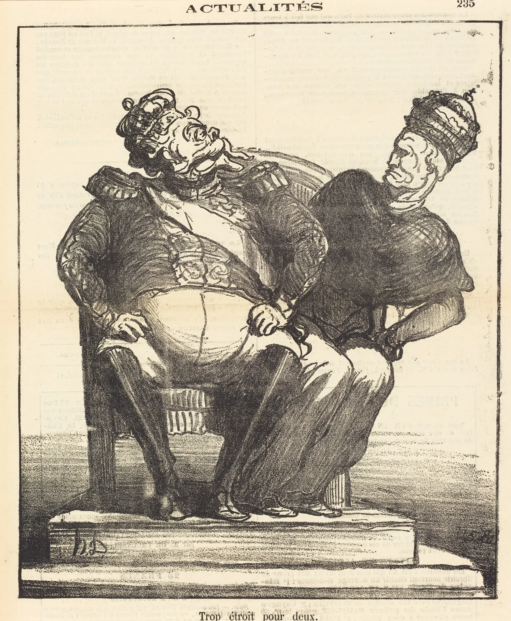 Trop étroit pour deux, by Honoré Daumier, 1870