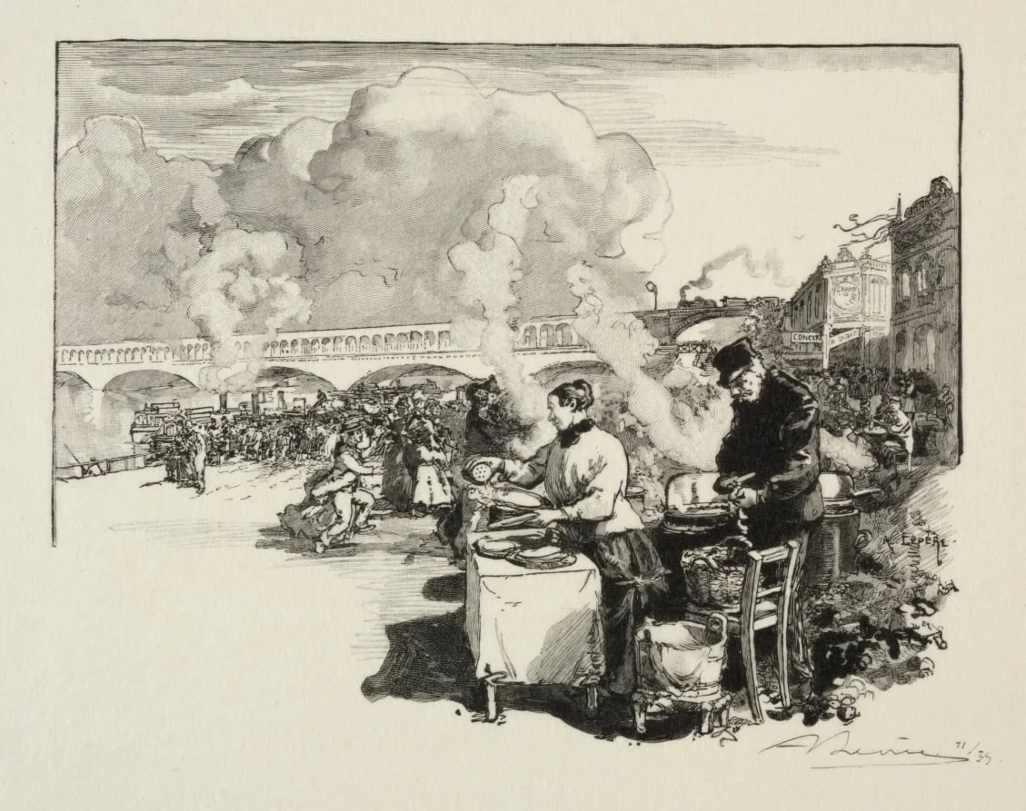 Debarcadère des bateaux-omnibus, by Auguste Lepère, 1886