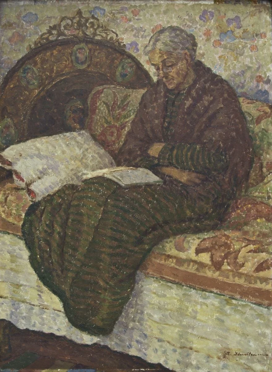 Femeie citind, by Ștefan Dimitrescu, 1914