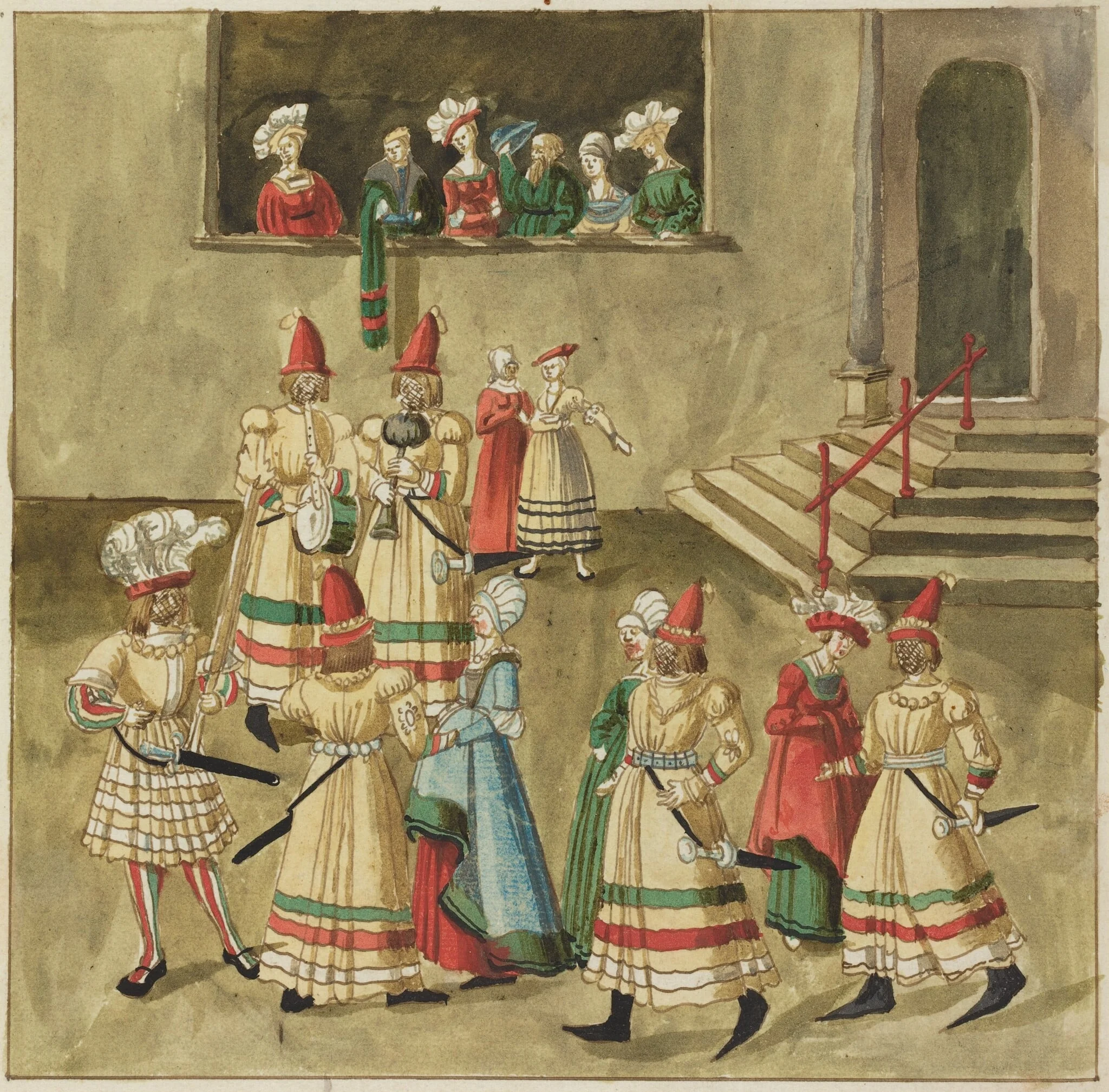 Masquerade, by German 16th Century, ink, 1514
