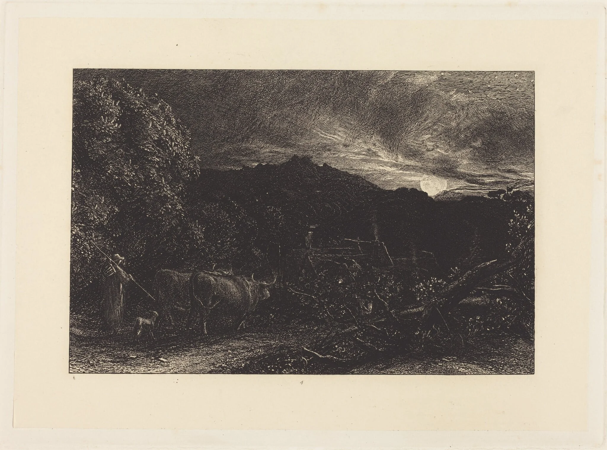 The Weary Ploughman, by Samuel Palmer, ink, 1858