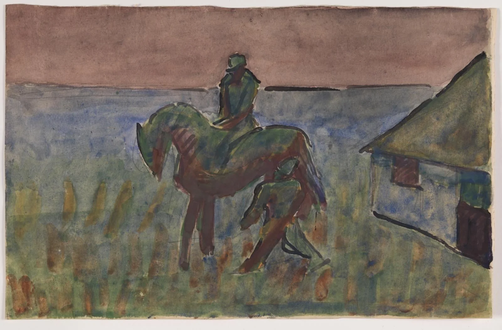 "Krushoved ved Bettefandens hus". Motiv fra Blichers novelle "Bettefanden og Herremanden", by Unknown, unspecified, 1934