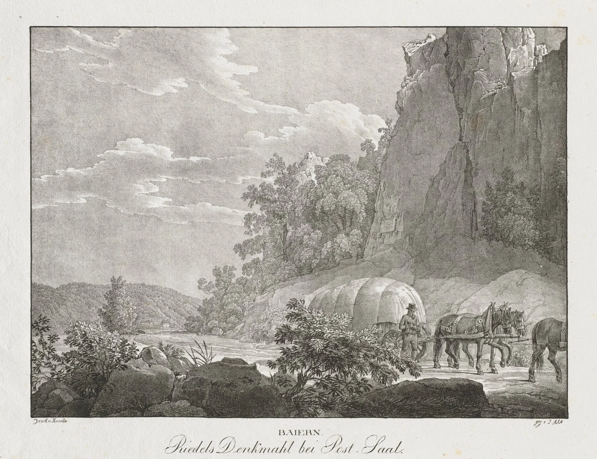 Baiern, Riedels Denkmahl bei Post-Saal, by Jakob Alt, 1839