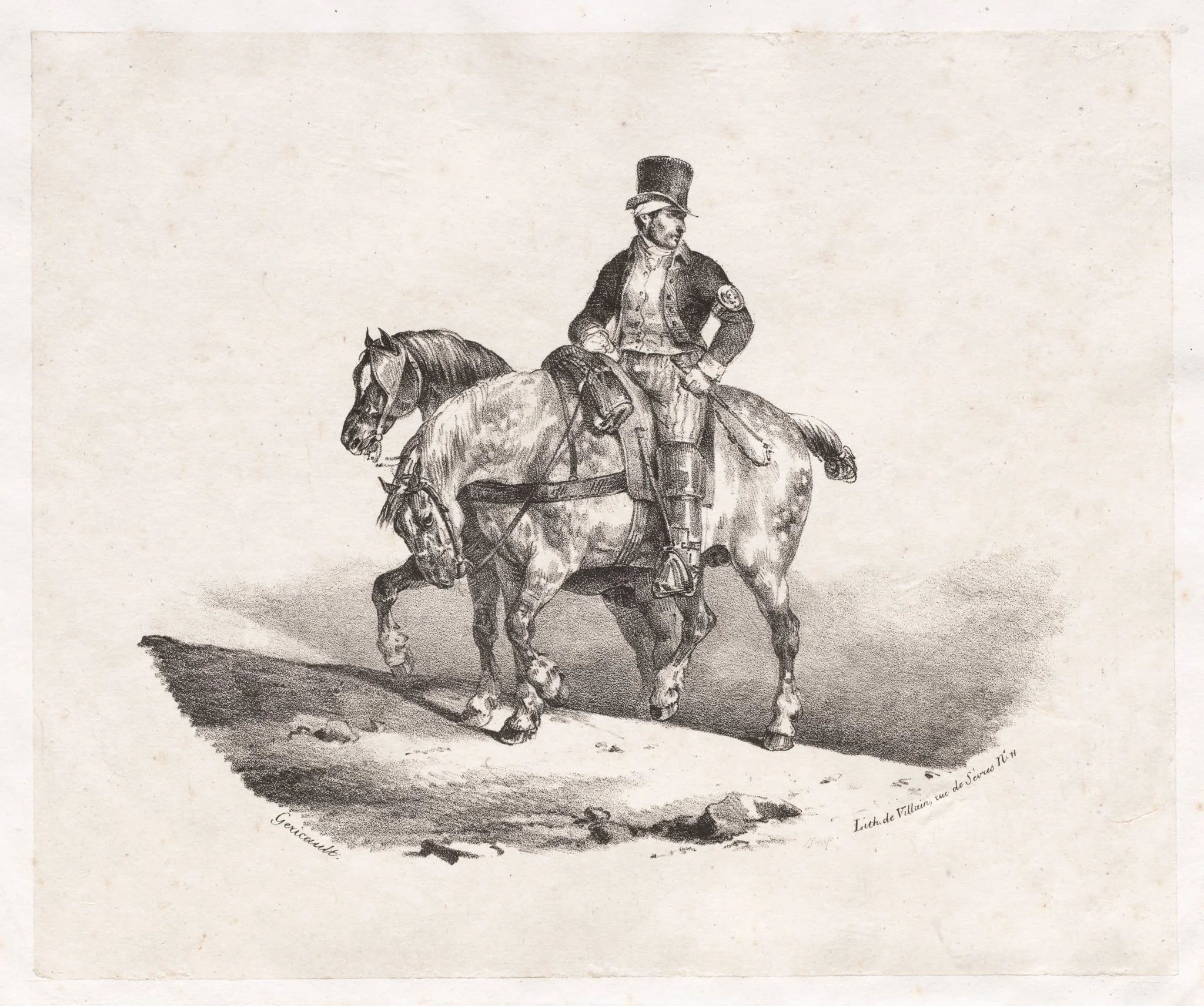 Postman or Two Harnessed Horses, by Théodore Géricault, 1823