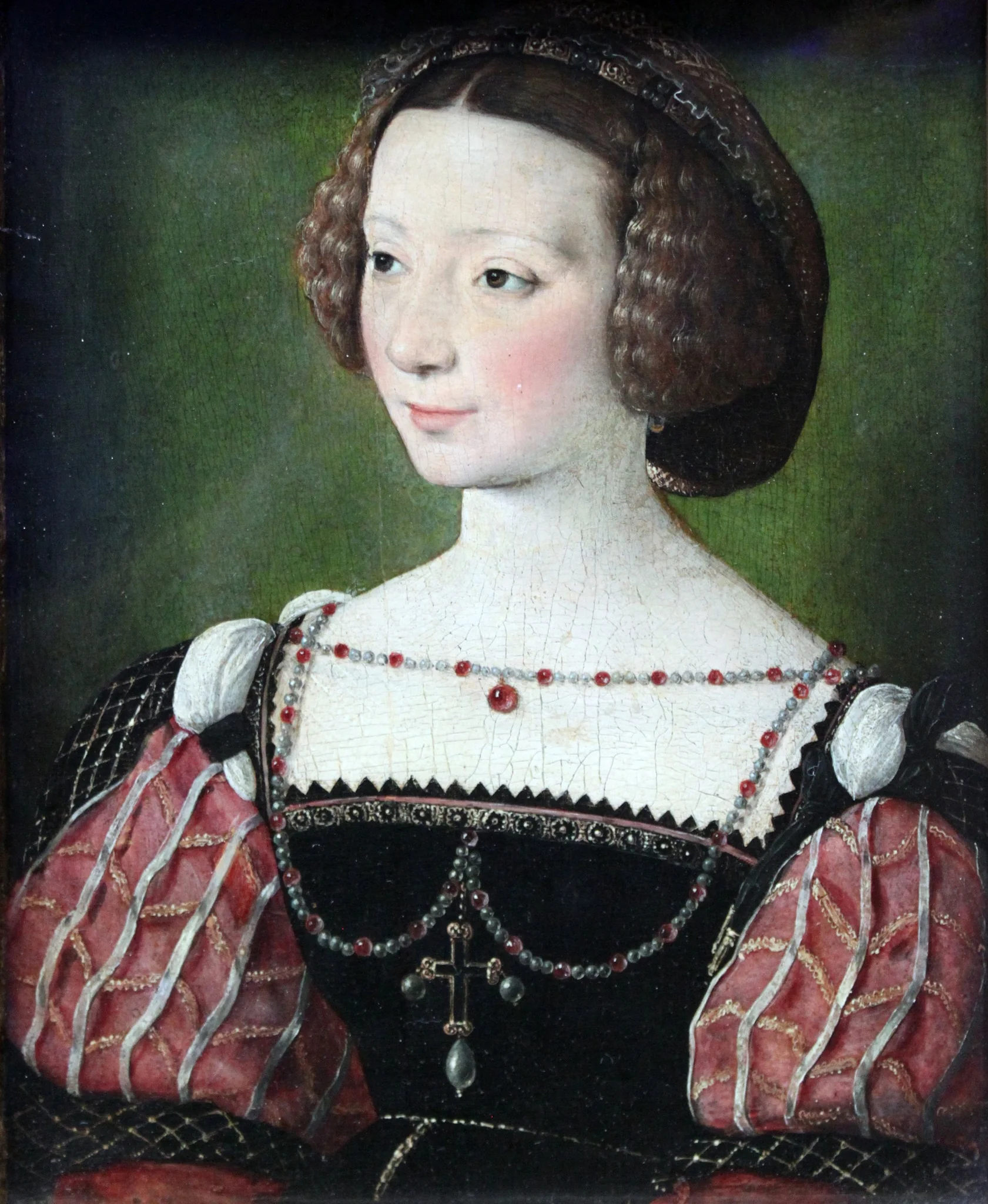Portrait of Beatrix Pacheco, Countess of Montbel und Entremonts, by Jean Clouet, oil, 1550