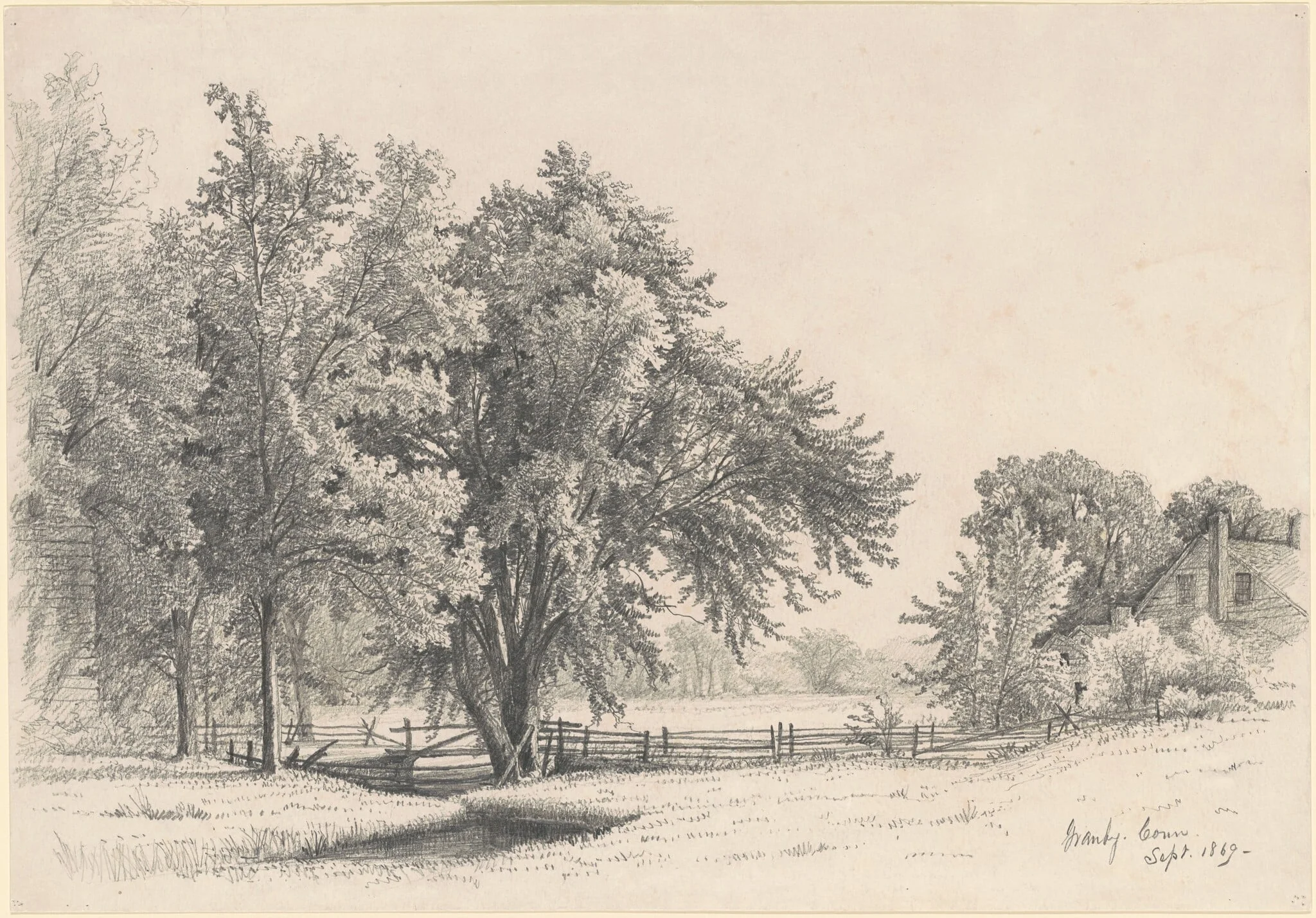 Granby, Connecticut, by James Renwick Brevoort, graphite, 1869