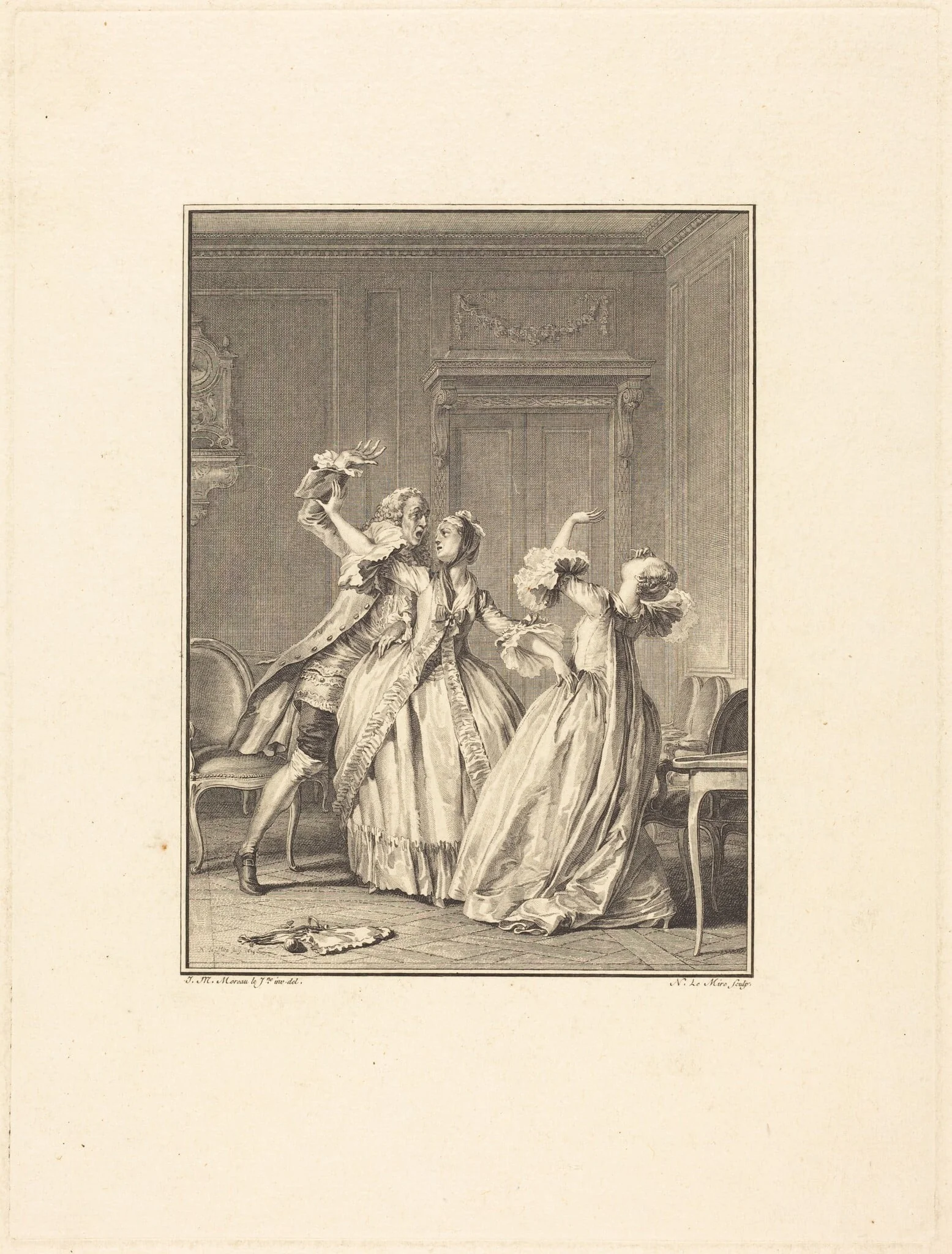Le Soufflet, by Noël Le Mire, ink, 1774
