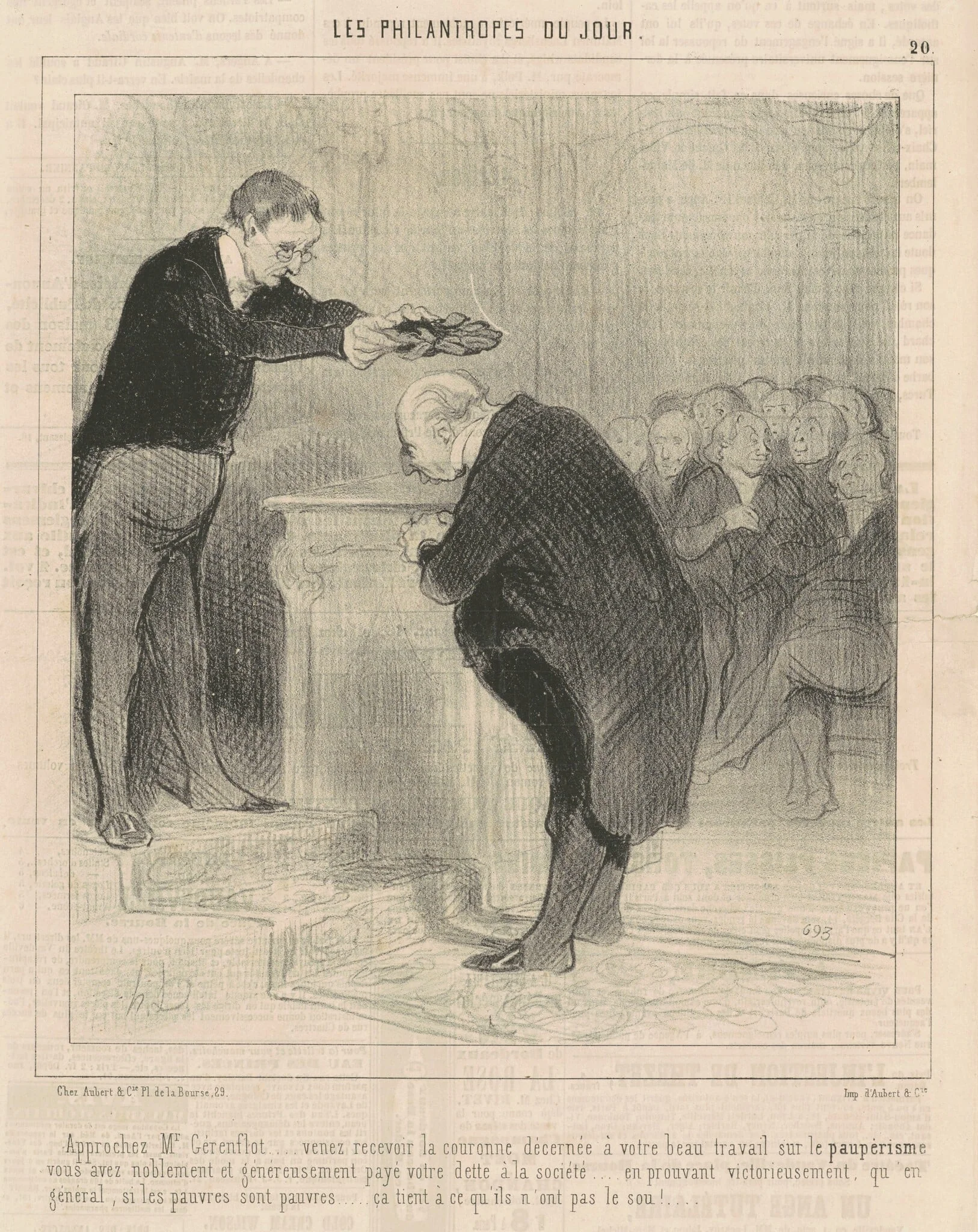 Approchez M. Gérenflot ... venez recevoir ..., by Honoré Daumier, ink, 1844