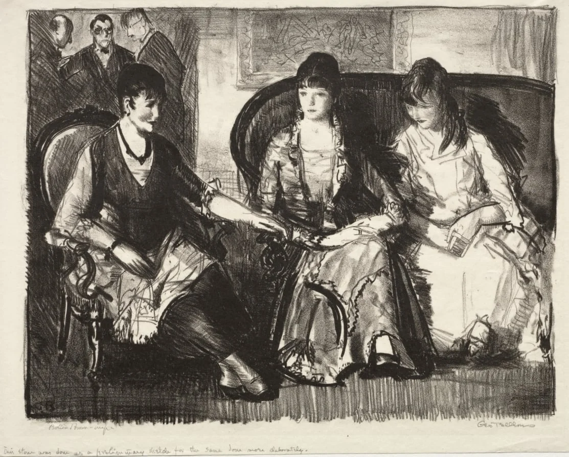 Elsie, Emma and Marjorie, First Stone, by George Bellows, 1921
