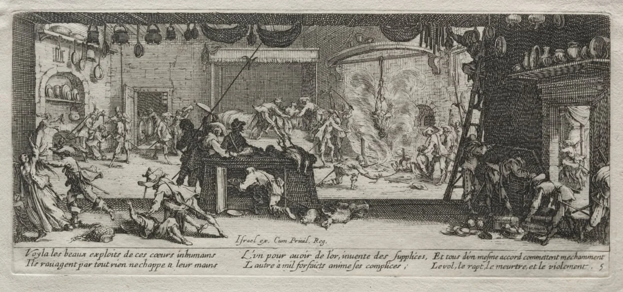 The Large Miseries of War:  Pillaging, by Jacques Callot, 1633