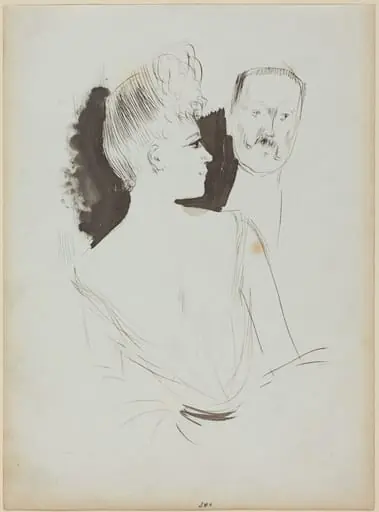 a) Lady and Gentleman in Evening Dress (recto); b) Sketch of Figure (verso)
