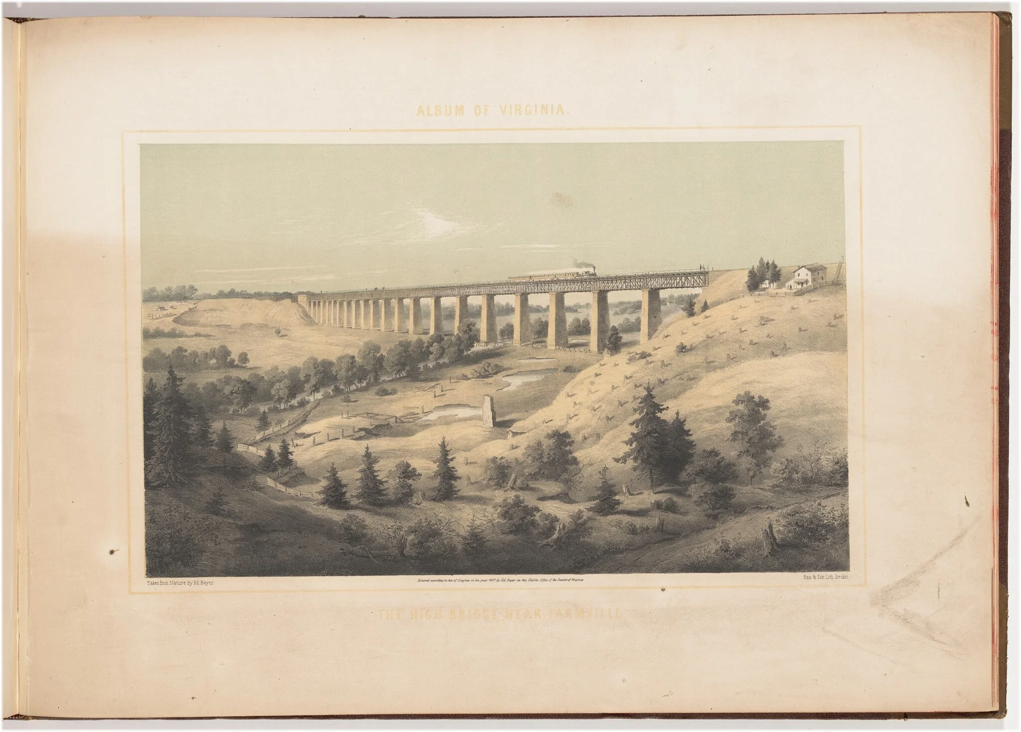 The High Bridge Near Farmville, by Woldemar Rau, ink, 1857