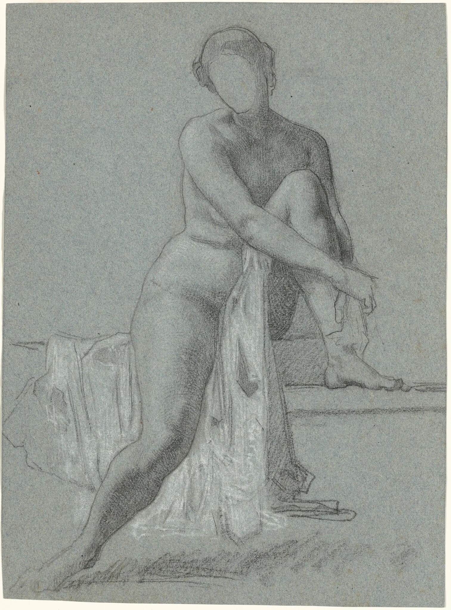 Seated Nude, by William Perkins Babcock, charcoal, 1870