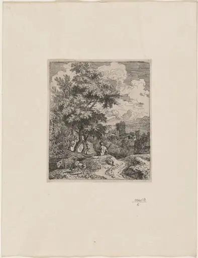 Shepherd with Cow and Two Sheep