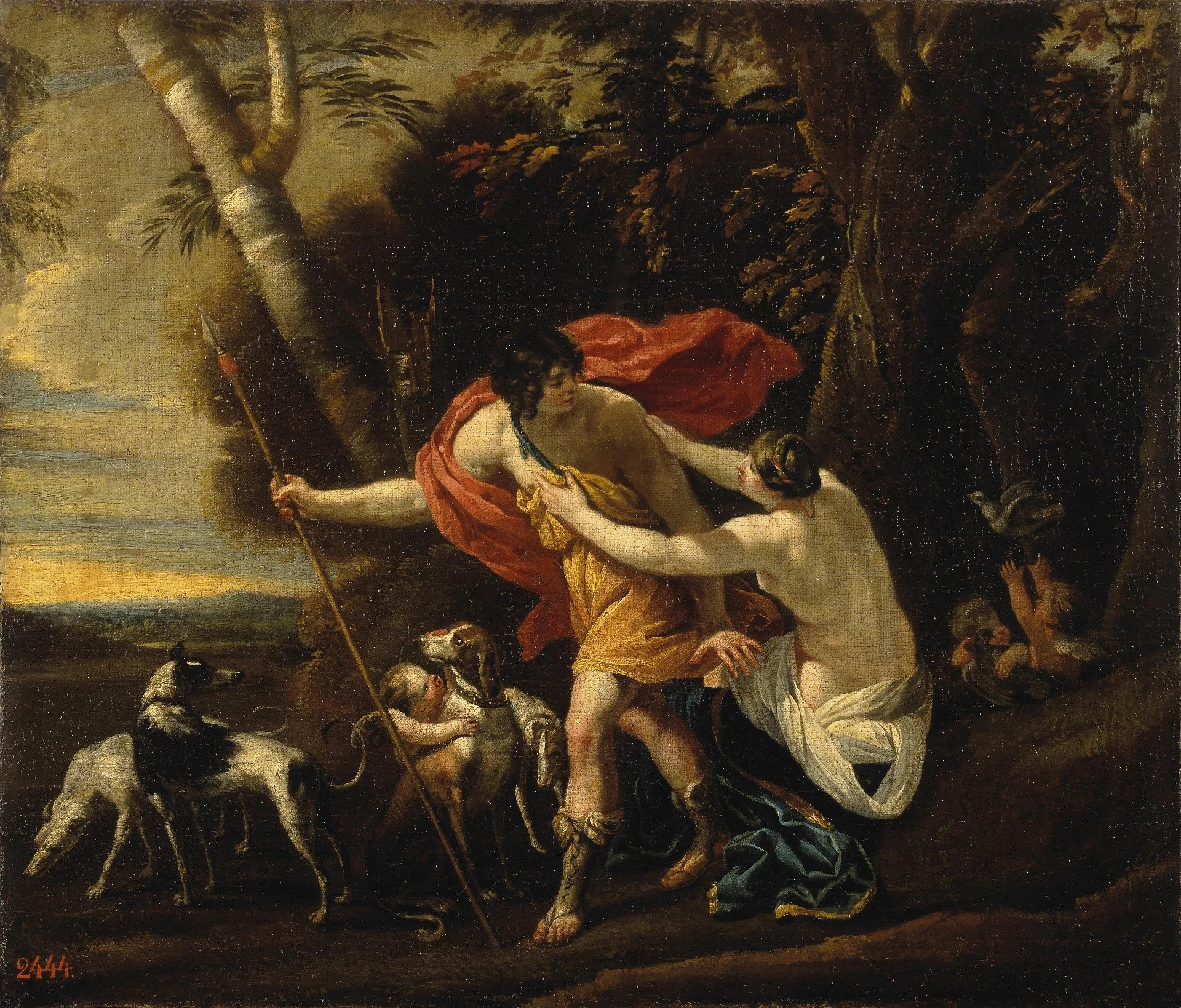 Venus and Adonis, by Unknown, oil, 1638