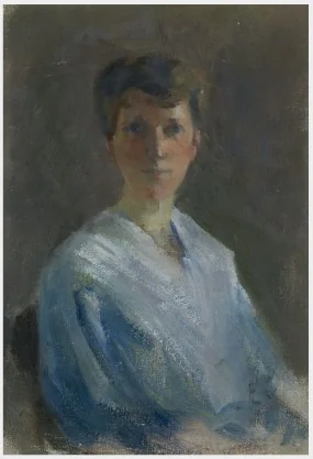 Half Length of a Young Woman, by Clare Marsh, oil, 1909