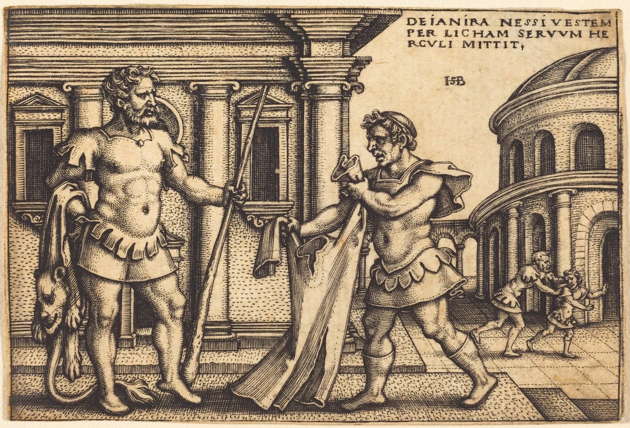 Lichas Presenting Nessus' Tunic to Hercules, by Sebald Beham, ink, 1545