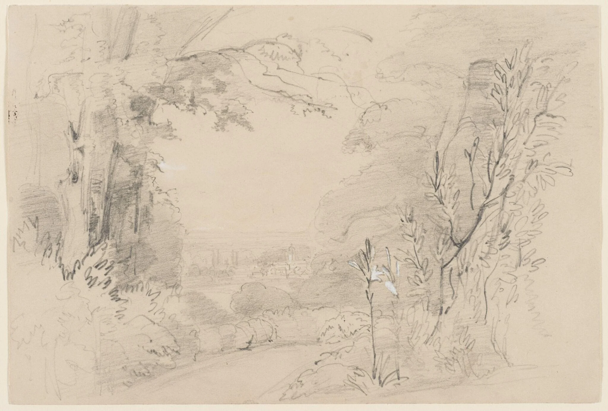 Sketch of landscape with trees
