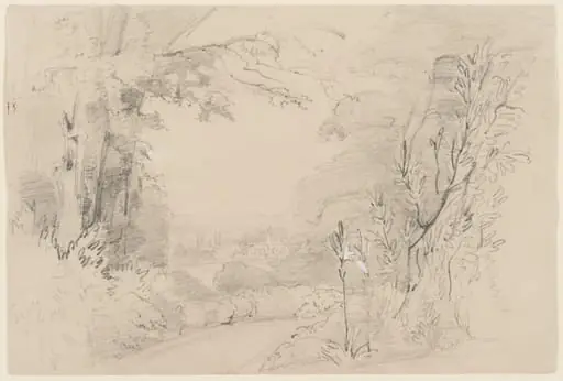 Sketch of landscape with trees
