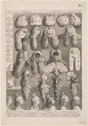 The Five Orders of Perriwigs as They Were Worn at the Late Coronation, Measured Architectonically