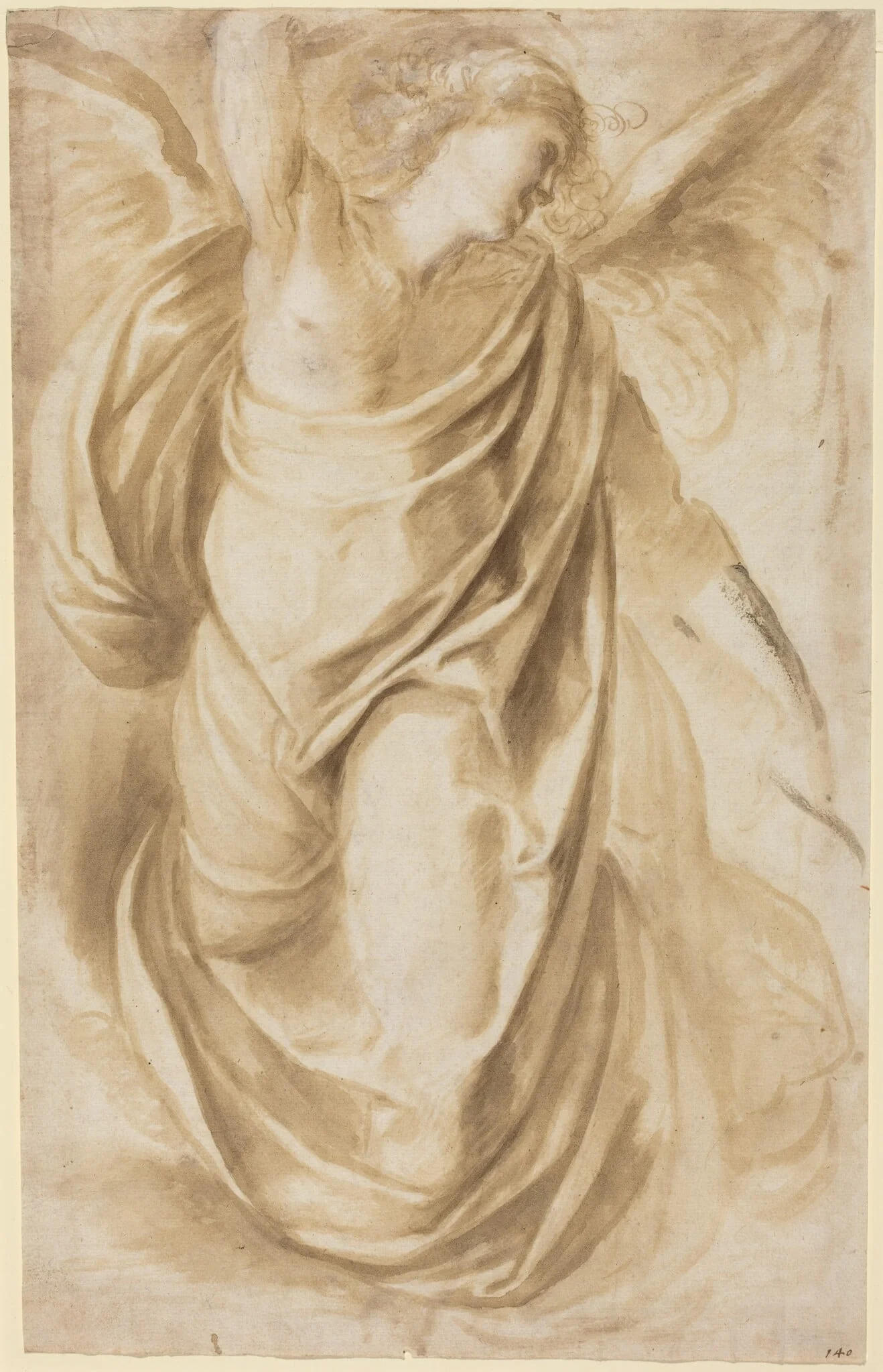 An Angel, by Daniele Crespi, ink, 1620