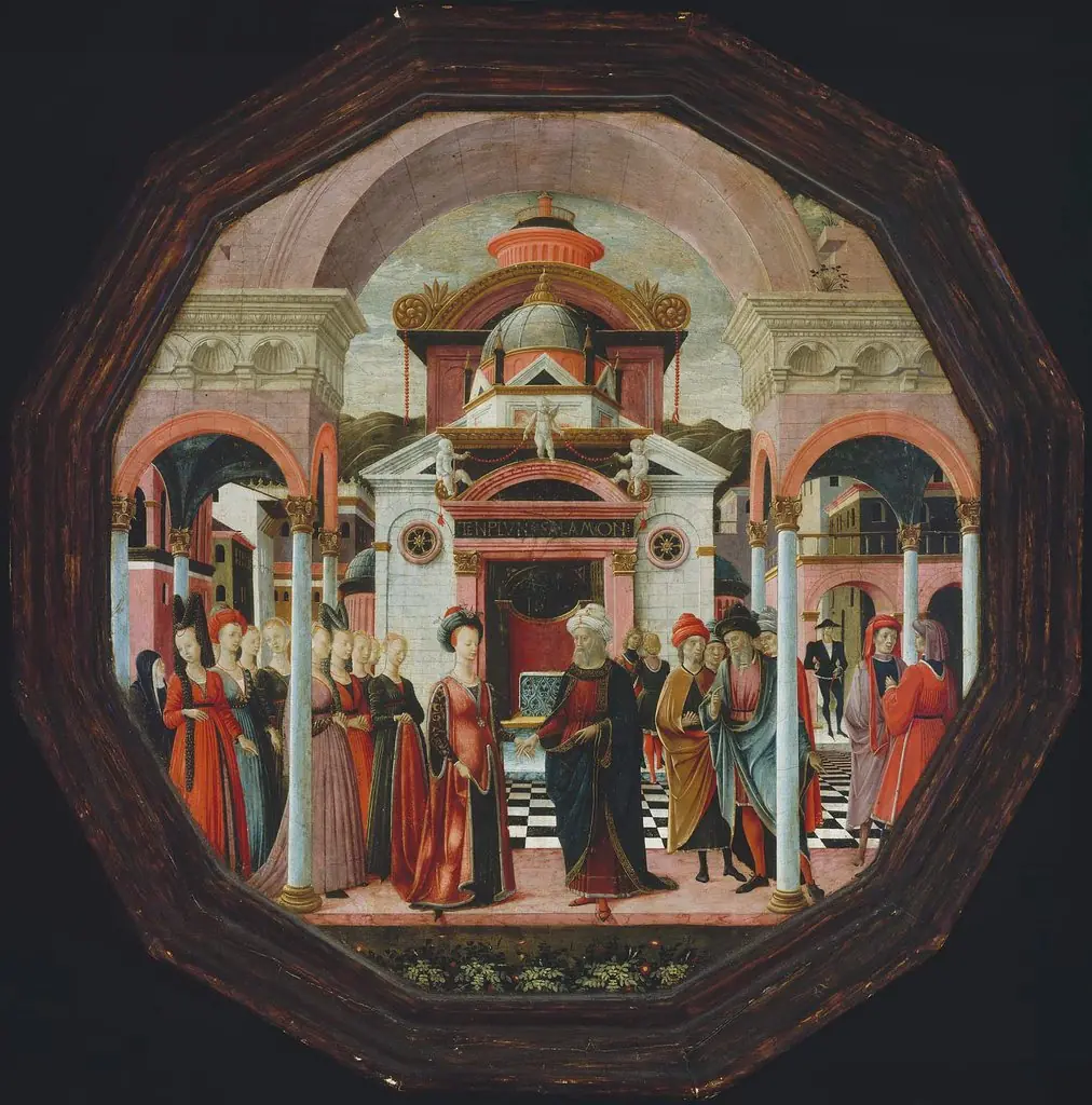 The Meeting of Solomon and the Queen of Sheba; Cherub Holding Cornucopias of Cherries (recto and verso)