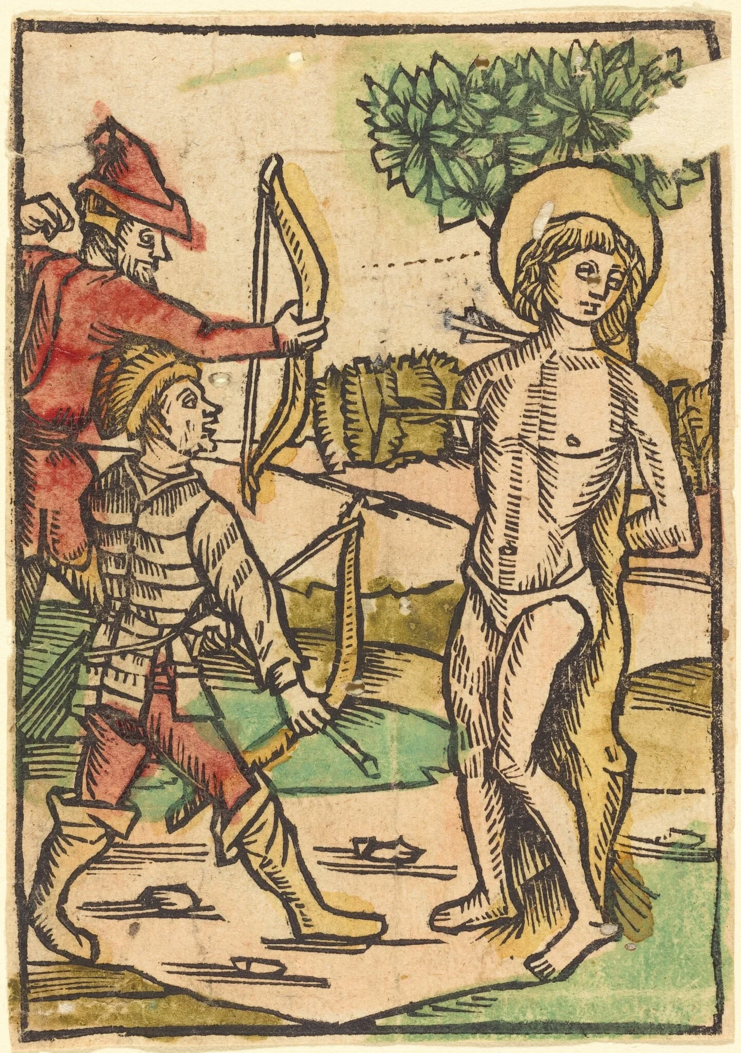 Saint Sebastian, by German 15th Century, ink, 1490